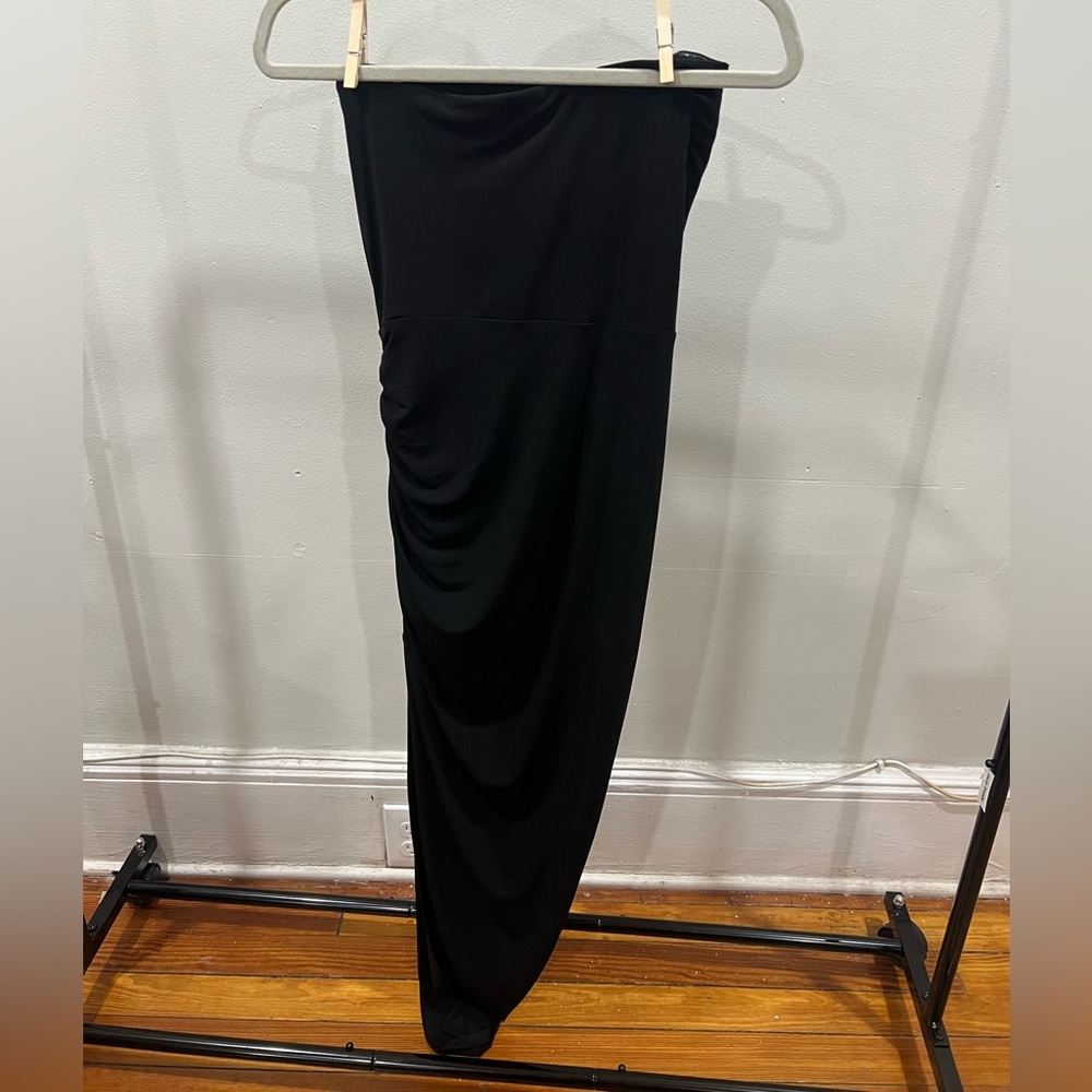 Black sleeveless asymmetrical dress